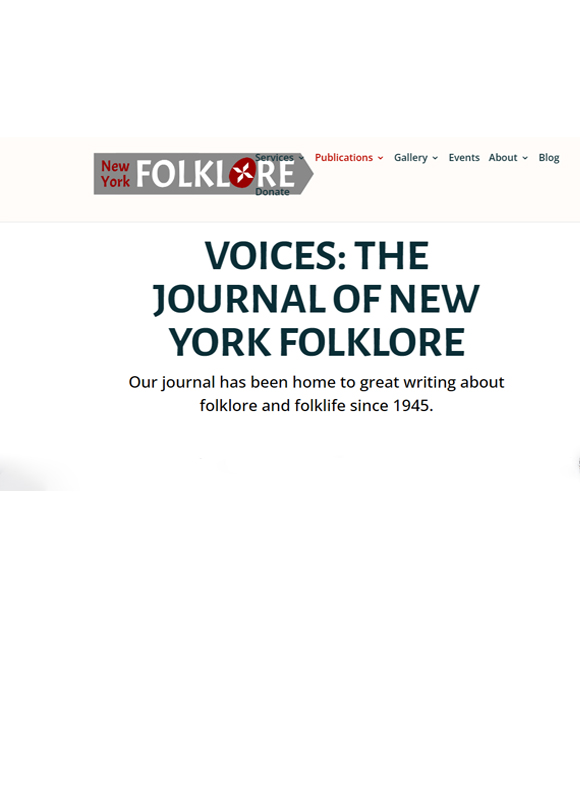 Voices-the Journal Of New York Folklore